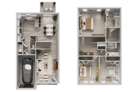 Floor plan for 3 beds, 2.5 baths, 1748 sqft
